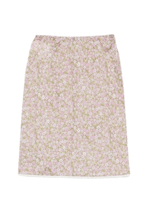 Prada floral-detail midi skirt - Neutrals