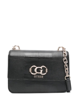 GUESS USA chain-strap embossed-leather satchel - Black