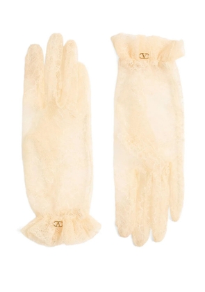 Valentino Garavani lace ruffled gloves - Neutrals
