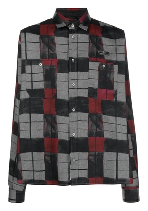 4SDESIGNS checked pattern long sleeved shirt - Grey