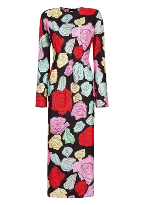 Marni floral-print long-sleeve dress - Black