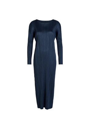 Pleats Please Issey Miyake pleated long-sleeve maxi dress - Blue