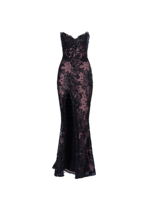 IMROSKA Piano Zid Mermaid lace-detail slit maxi dress - Black