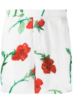 Endless Joy elasticated-waistband rose-print shorts - White