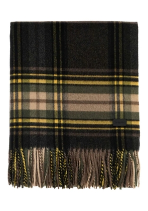 Saint Laurent checked fringed scarf - Brown