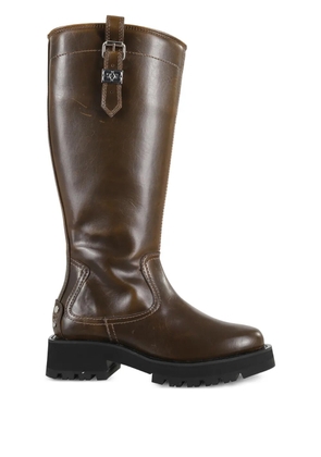 GANNI buckle-detail leather boots - Brown