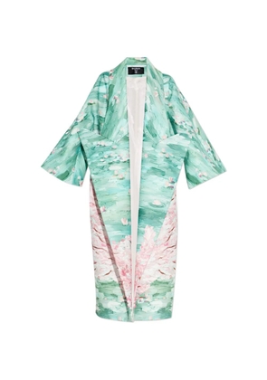 Balmain floral-print oversized coat - Green