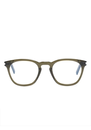 Saint Laurent Eyewear polished-effect round-frame glasses - Green