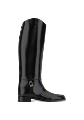 Saint Laurent Julia buckle leather boots - Black