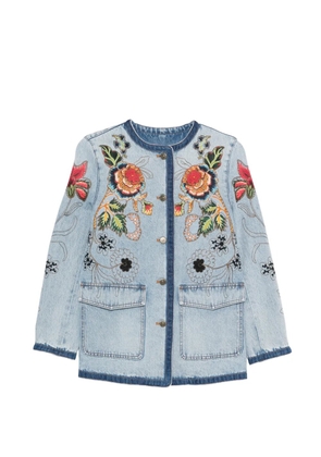Valentino Garavani floral-embroidery jacket - Blue