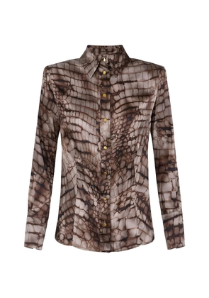 Elisabetta Franchi alligator-print shirt - Brown