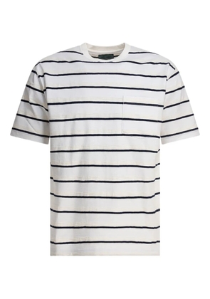 BEAMS PLUS pocket striped T-shirt - White