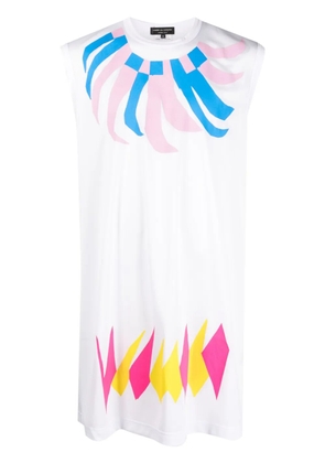 Comme des Garçons Homme Plus graphic-print long tank top - White