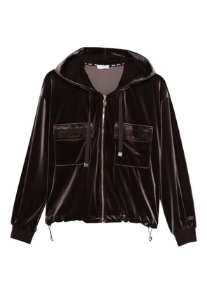 LIU JO velvet zip-up hoodie - Brown