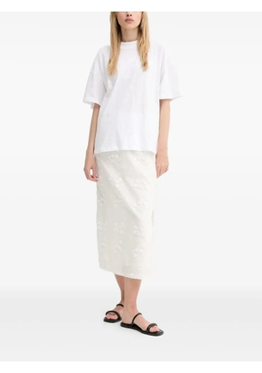 MUNTHE Ursa floral-embroidered midi skirt - White