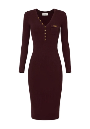Elisabetta Franchi ribbed chest-pocket midi dress - Red