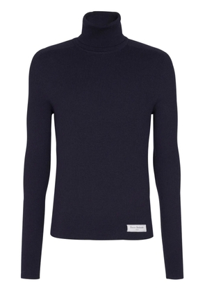 Balmain logo-tag merino-wool jumper - Blue