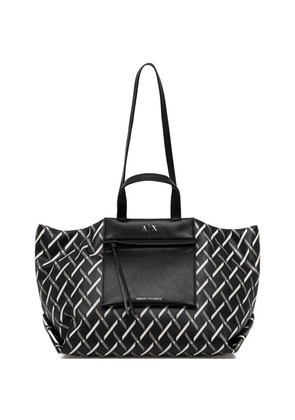 Armani Exchange patterned pocket tote bag - Black