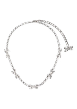 Self-Portrait bow-embellished necklace - Silver
