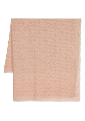 Saint Laurent logo-jacquard scarf - Brown