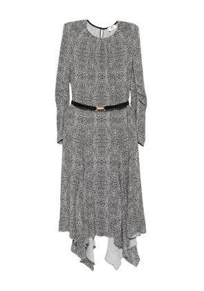 Elisabetta Franchi python-print belted asymmetric dress - Black