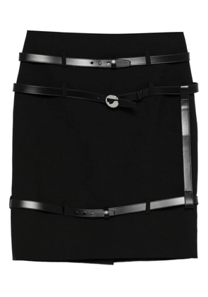 Coperni leather-trimmed belted skirt - Black