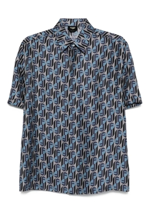 FENDI logo-print silk shirt - Grey