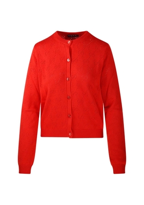 Gucci GG motif silk cardigan - Red