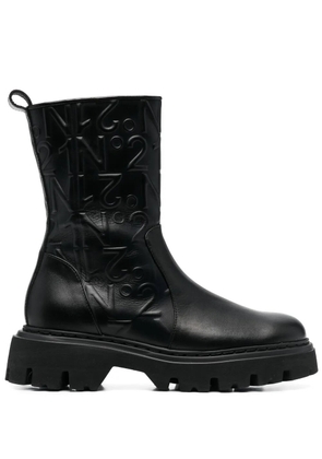 Nº21 logo-embossed combat ankle boots - Black