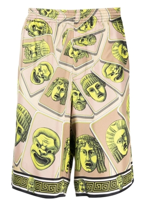 Versace Le Maschere print silk shorts - Green