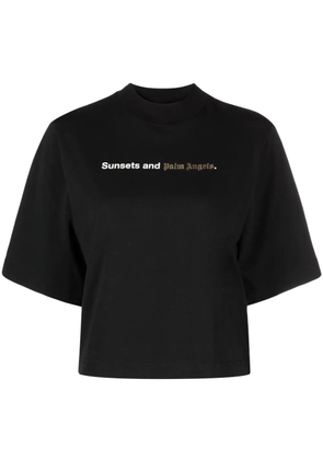 Palm Angels Sunsets-print cotton T-shirt - Black