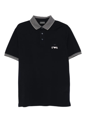 Emporio Armani eagle-logo striped-collar polo shirt - Blue