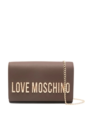 Love Moschino logo-lettering chain-strap cross body bag - Brown