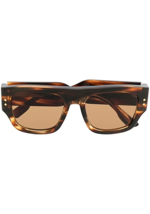 Gucci Eyewear logo-lettering square-frame sunglasses - Brown