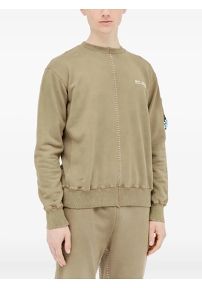 Space Available topstitched crew-neck sweatshirt - Neutrals