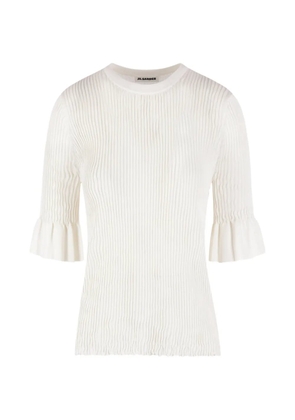 Jil Sander ruffled ribbed top - White