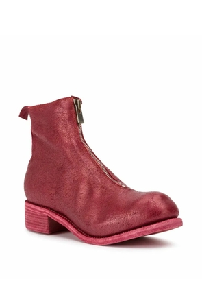 Guidi coated zip ankle boots - Red