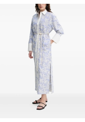 MUNTHE leaf-embroidered striped shirt dress - Blue