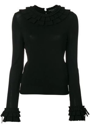 Ermanno Scervino ruffle trim tie cuff jumper - Black