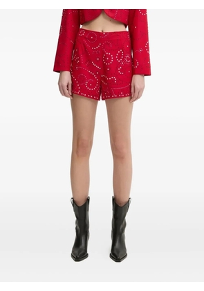 NEVER FULLY DRESSED rhinestone straight-hem shorts - Red