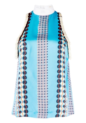 Wales Bonner sleeveless satin printed top - Blue