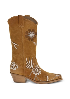P.A.R.O.S.H. floral-embroidered boots - Brown