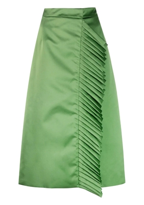 ETRO pleat-detail satin midi skirt - Green