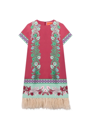 La DoubleJ floral fringed swing dress - Red