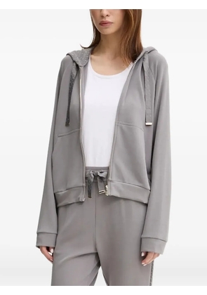 BOSS embossed-logo zip-up hoodie - Grey