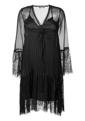 McQ Swallow embroidered lace plisse dress - Black