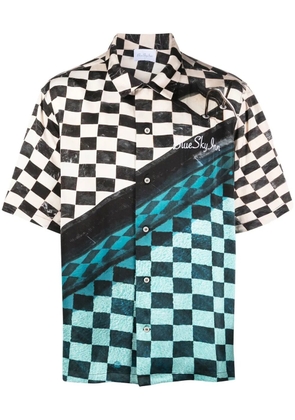 BLUE SKY INN embroidered-logo checked shirt - Black