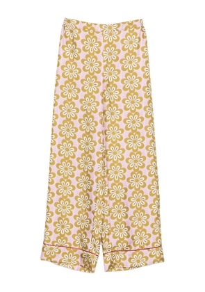 La DoubleJ floral-print silk trousers - Pink