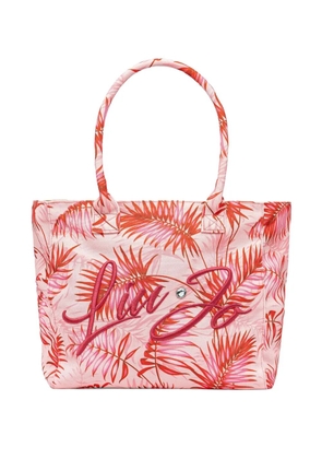 LIU JO leaf-print embroidered tote bag - Pink
