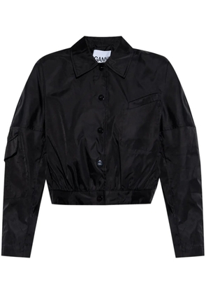 GANNI logo-appliqué bomber jacket - Black